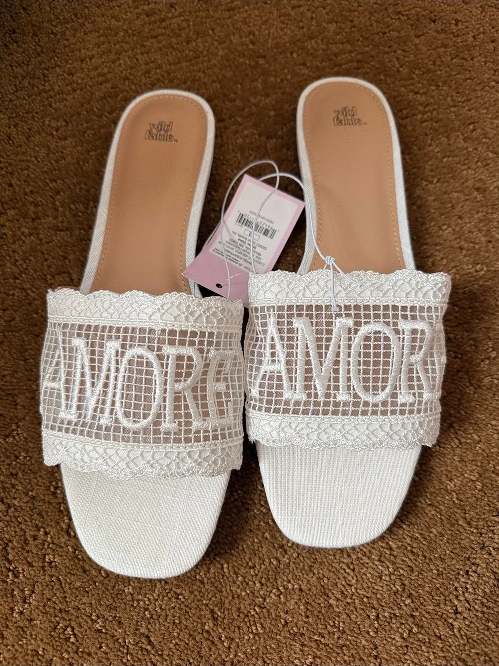 wild fable White Lace 'AMOR' Slide Mules